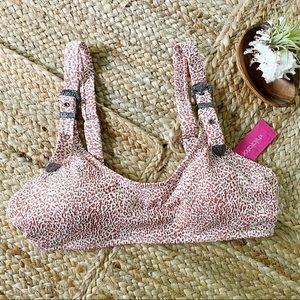 NWT Xhilaration Cheetah Print Buckle Swim Top